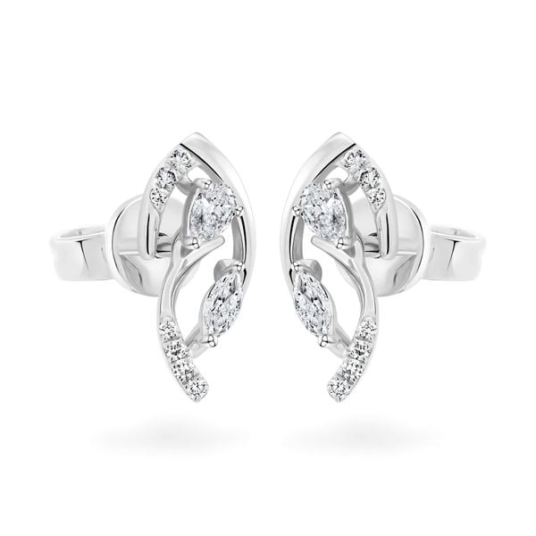 Hoa tai vàng trắng 14K gắn kim cương DOJI AFER000534F2DA1