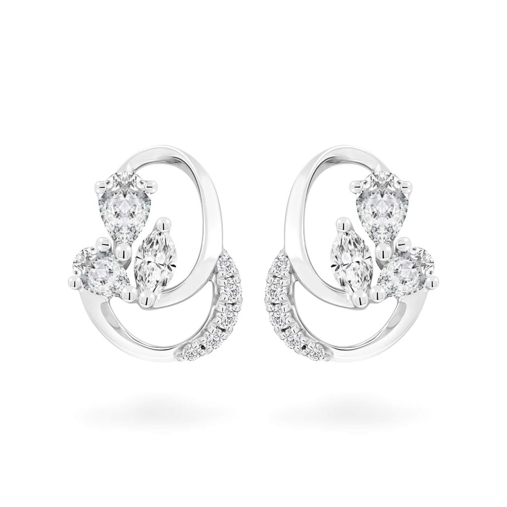 Hoa tai vàng trắng 14K gắn kim cương DOJI AFER000535F2DA1 