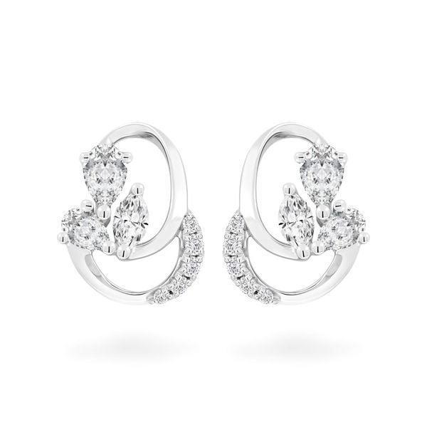 Hoa tai vàng trắng 14K gắn kim cương DOJI AFER000535F2DA1