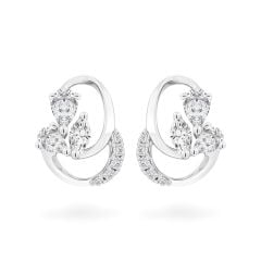 Hoa tai vàng trắng 14K gắn kim cương DOJI AFER000535F2DA1