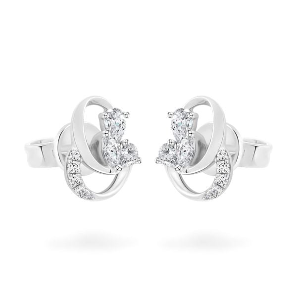 Hoa tai vàng trắng 14K gắn kim cương DOJI AFER000535F2DA1