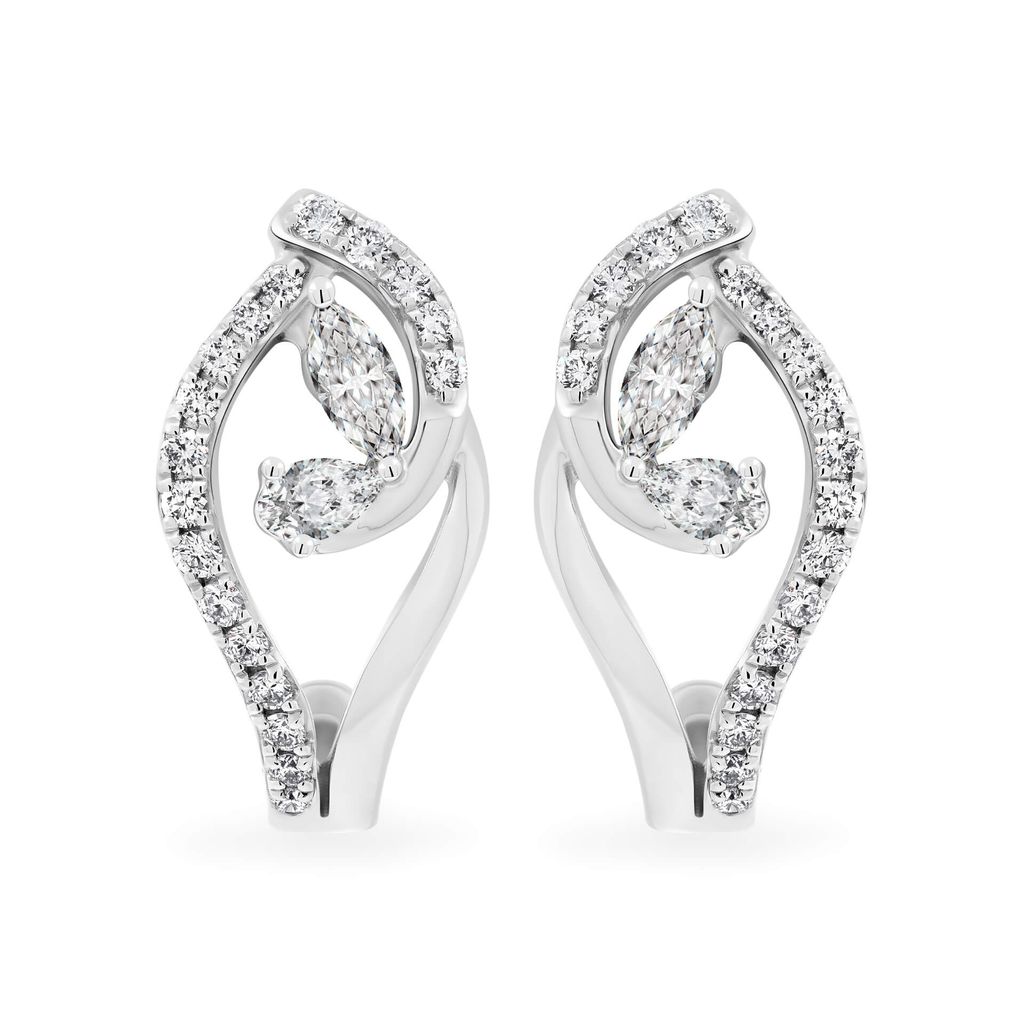 Hoa tai vàng trắng 14K gắn kim cương DOJI AFER000536F2DA1 