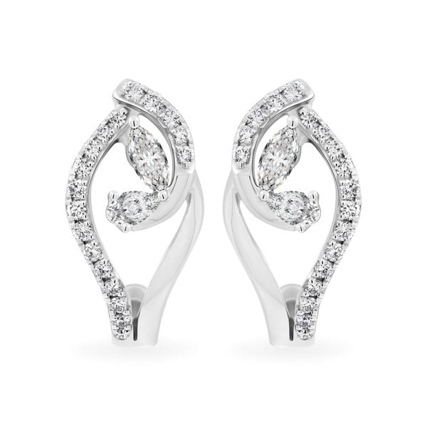 Hoa tai vàng trắng 14K gắn kim cương DOJI AFER000536F2DA1