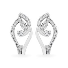 Hoa tai vàng trắng 14K gắn kim cương DOJI AFER000536F2DA1