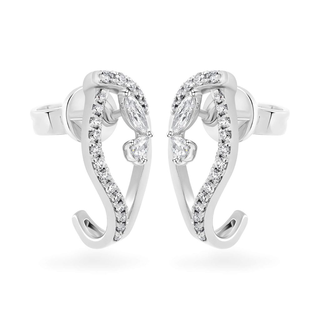 Hoa tai vàng trắng 14K gắn kim cương DOJI AFER000536F2DA1 