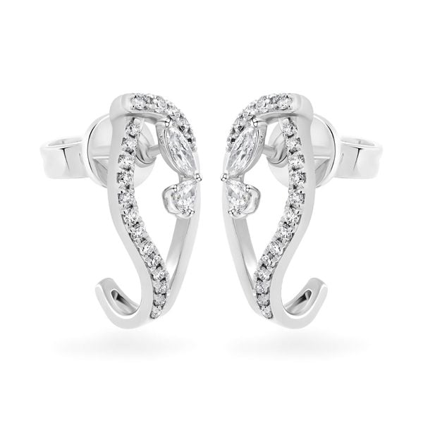 Hoa tai vàng trắng 14K gắn kim cương DOJI AFER000536F2DA1