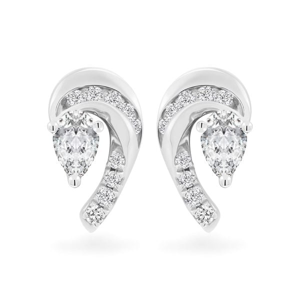 Hoa tai vàng trắng 14K gắn kim cương DOJI AFER000537F2DA1