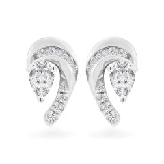 Hoa tai vàng trắng 14K gắn kim cương DOJI AFER000537F2DA1