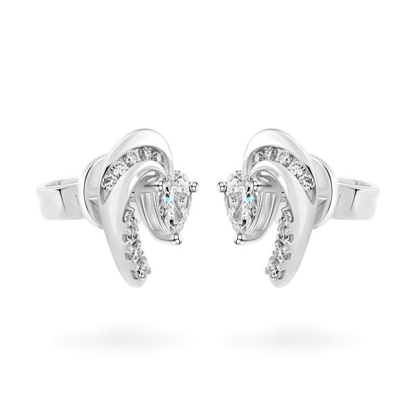 Hoa tai vàng trắng 14K gắn kim cương DOJI AFER000537F2DA1