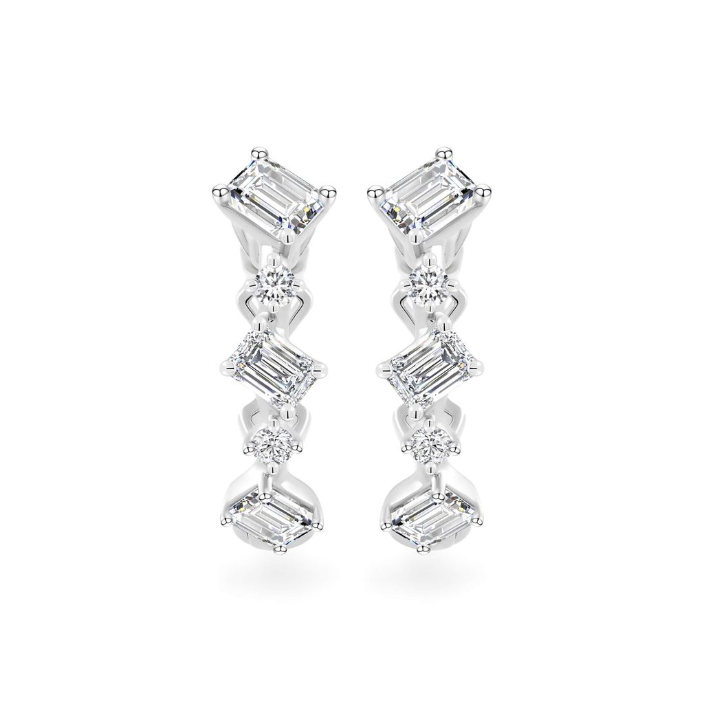 Hoa tai vàng trắng 14K gắn kim cương DOJI AFER000538F2DA1 