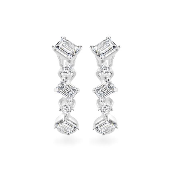 Hoa tai vàng trắng 14K gắn kim cương DOJI AFER000538F2DA1