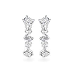 Hoa tai vàng trắng 14K gắn kim cương DOJI AFER000538F2DA1