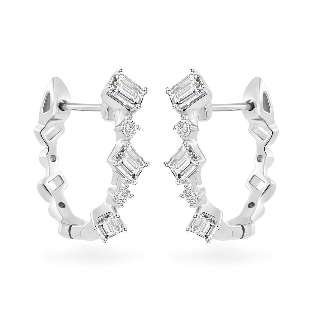 Hoa tai vàng trắng 14K gắn kim cương DOJI AFER000538F2DA1 