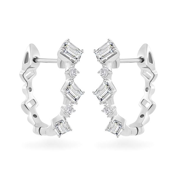 Hoa tai vàng trắng 14K gắn kim cương DOJI AFER000538F2DA1