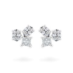 Hoa tai vàng trắng 14K gắn kim cương DOJI AFER000539F2DA1