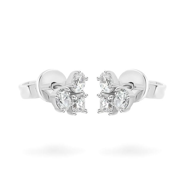 Hoa tai vàng trắng 14K gắn kim cương DOJI AFER000539F2DA1