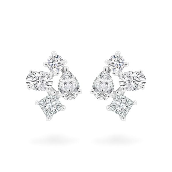 Hoa tai vàng trắng 14K gắn kim cương DOJI AFER000540F2DA1