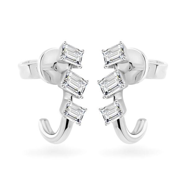 Hoa tai vàng trắng 14K gắn kim cương DOJI AFER000541F2DA1