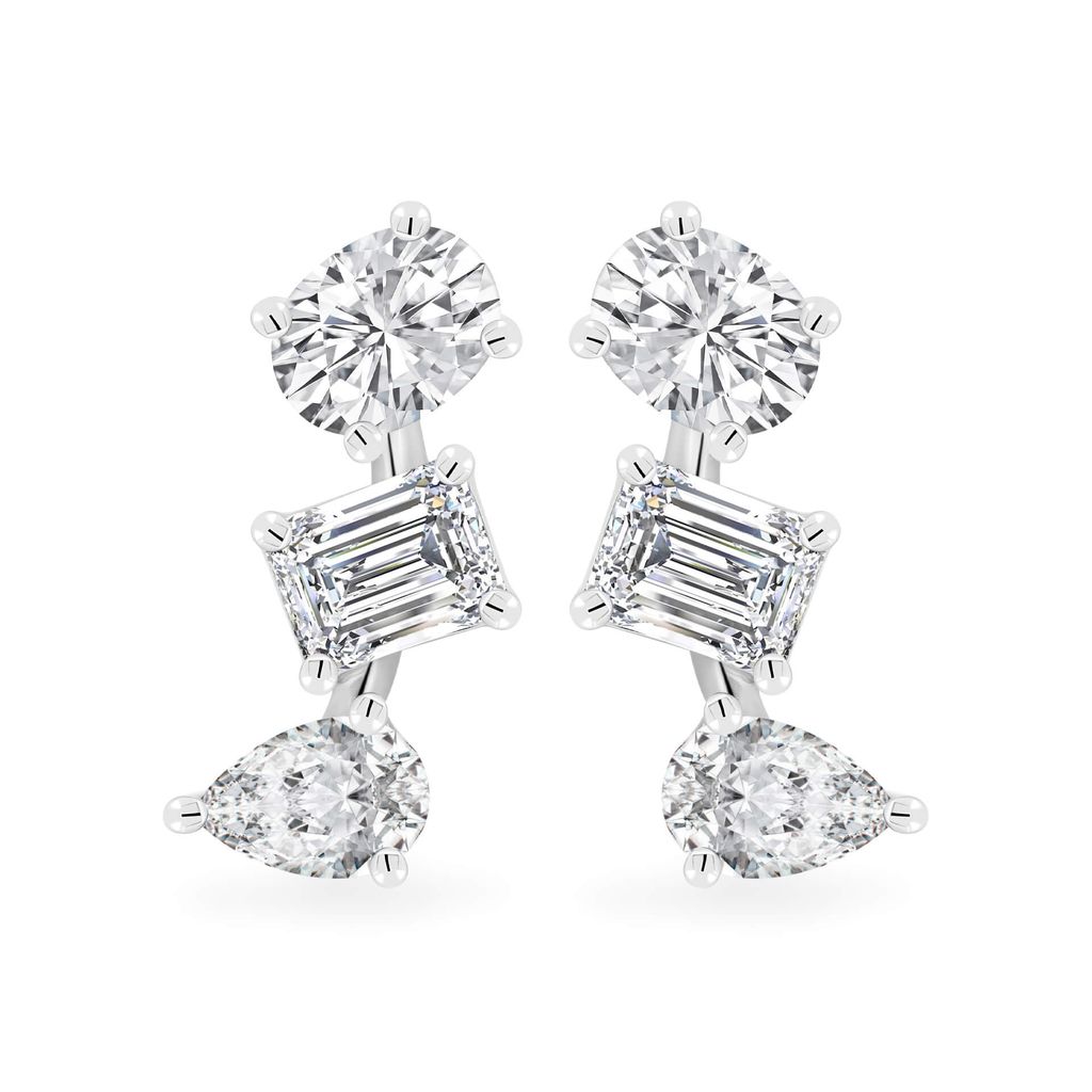 Hoa tai vàng trắng 14K gắn kim cương DOJI AFER000542F2DA1 