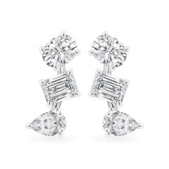 Hoa tai vàng trắng 14K gắn kim cương DOJI AFER000542F2DA1