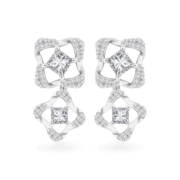 Hoa tai vàng trắng 14K gắn kim cương DOJI AFER000543F2DA1