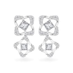 Hoa tai vàng trắng 14K gắn kim cương DOJI AFER000543F2DA1