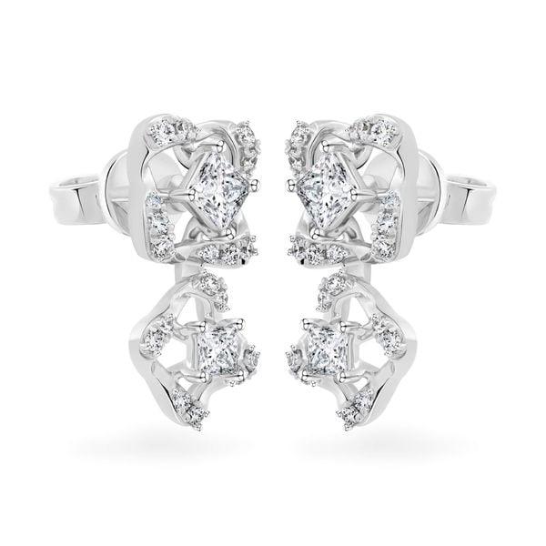 Hoa tai vàng trắng 14K gắn kim cương DOJI AFER000543F2DA1