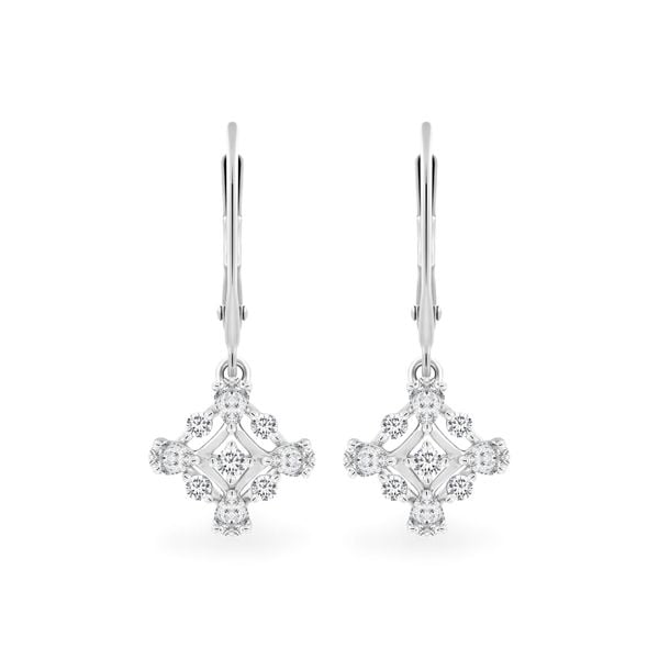 Hoa tai vàng trắng 14K gắn kim cương DOJI AFER000544F2DA1