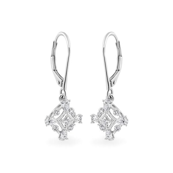 Hoa tai vàng trắng 14K gắn kim cương DOJI AFER000544F2DA1