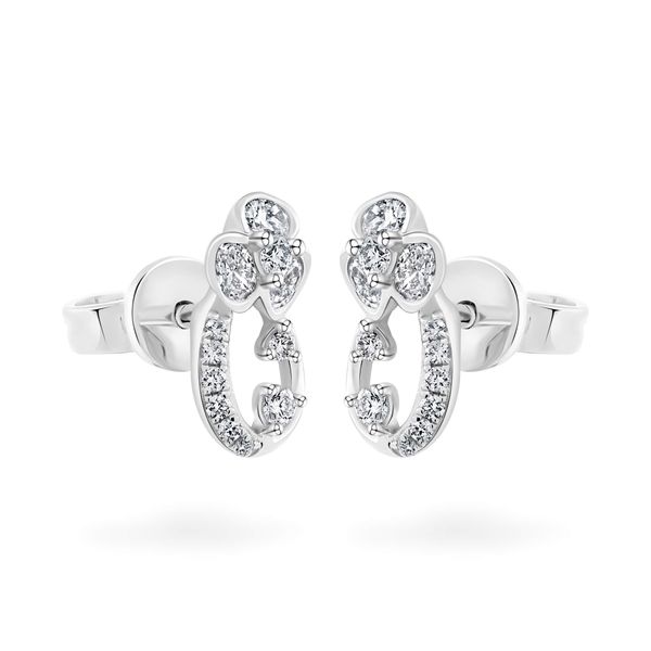 Hoa tai vàng trắng 14K gắn kim cương DOJI AFER000548F2DA1