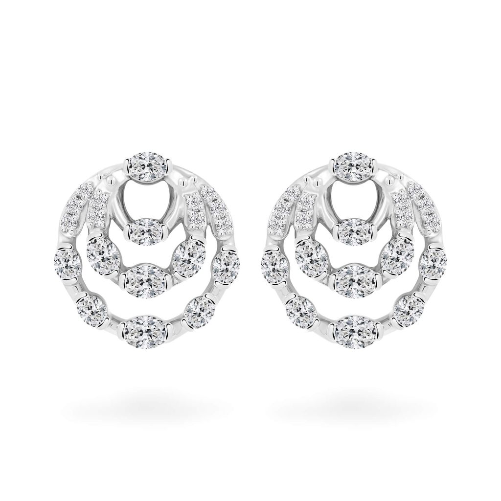 Hoa tai vàng trắng 14K gắn kim cương DOJI AFER000550F2DA1 