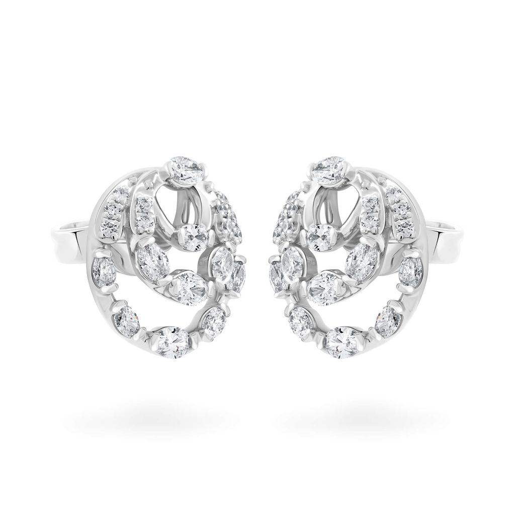 Hoa tai vàng trắng 14K gắn kim cương DOJI AFER000550F2DA1 