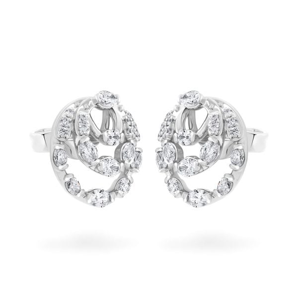 Hoa tai vàng trắng 14K gắn kim cương DOJI AFER000550F2DA1