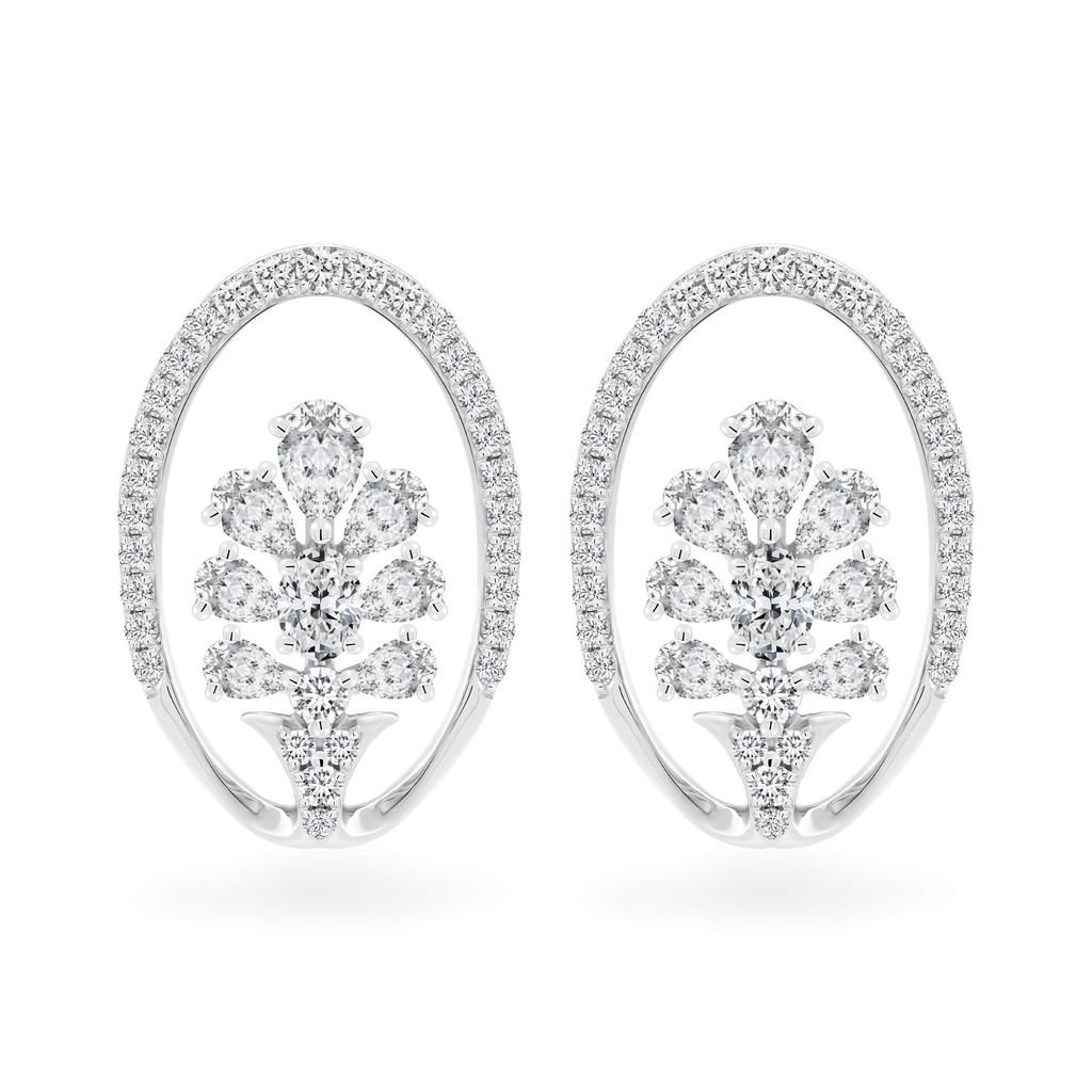 Hoa tai vàng trắng 14K gắn kim cương DOJI AFER000551F2DA1 