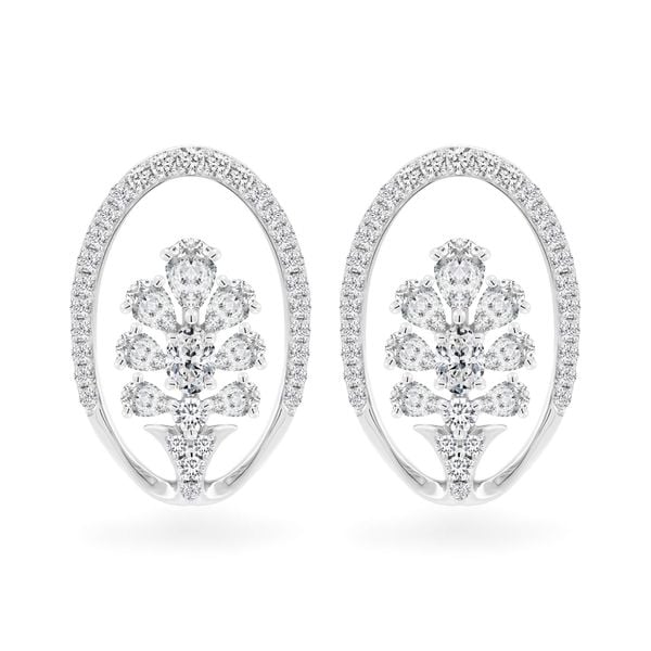 Hoa tai vàng trắng 14K gắn kim cương DOJI AFER000551F2DA1