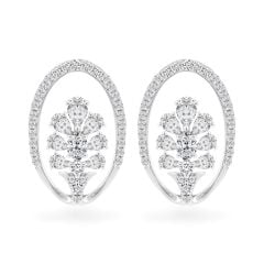 Hoa tai vàng trắng 14K gắn kim cương DOJI AFER000551F2DA1