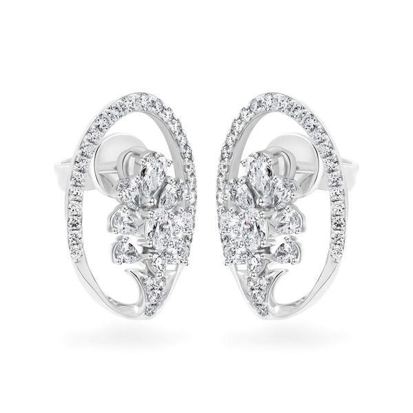 Hoa tai vàng trắng 14K gắn kim cương DOJI AFER000551F2DA1