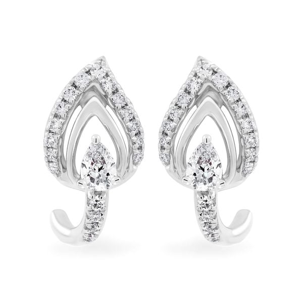 Hoa tai vàng trắng 14K gắn kim cương DOJI AFER000552F2DA1