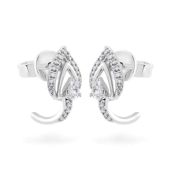 Hoa tai vàng trắng 14K gắn kim cương DOJI AFER000552F2DA1