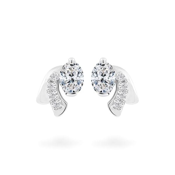 Hoa tai vàng trắng 14K gắn kim cương DOJI AFER000553F2DA1