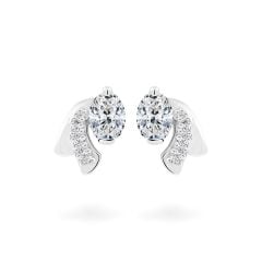 Hoa tai vàng trắng 14K gắn kim cương DOJI AFER000553F2DA1