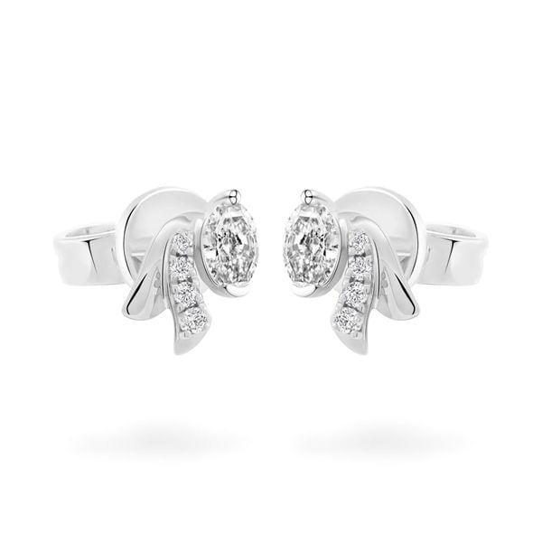 Hoa tai vàng trắng 14K gắn kim cương DOJI AFER000553F2DA1