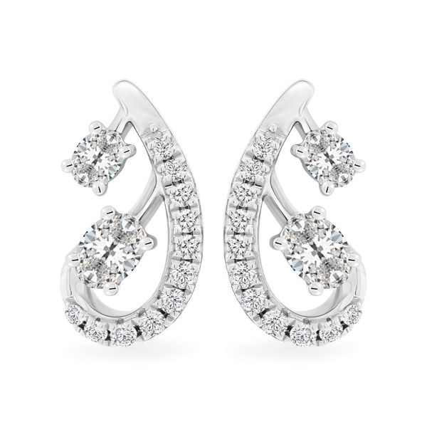 Hoa tai vàng trắng 14K gắn kim cương DOJI AFER000554F2DA1