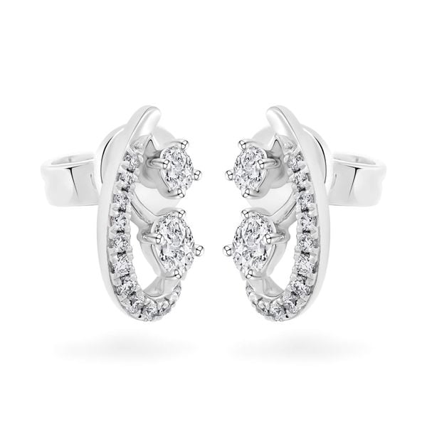 Hoa tai vàng trắng 14K gắn kim cương DOJI AFER000554F2DA1