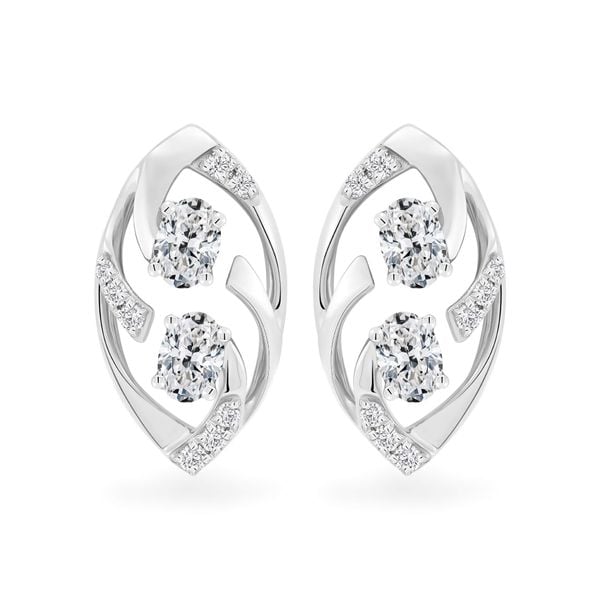 Hoa tai vàng trắng 14K gắn kim cương DOJI AFER000555F2DA1