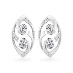 Hoa tai vàng trắng 14K gắn kim cương DOJI AFER000555F2DA1