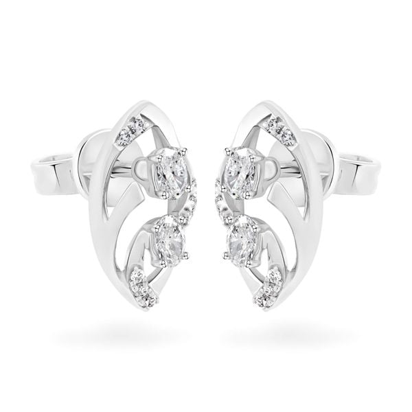 Hoa tai vàng trắng 14K gắn kim cương DOJI AFER000555F2DA1