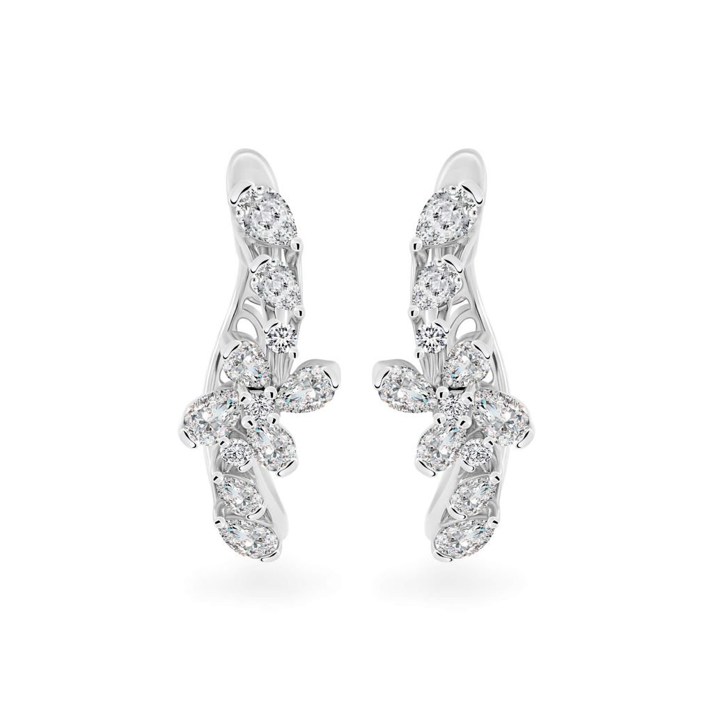 Hoa tai vàng trắng 14K gắn kim cương DOJI AFER000557F2DA1 