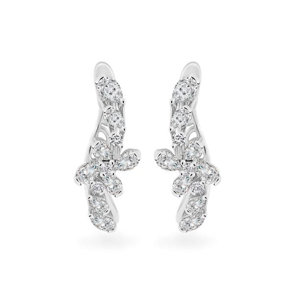 Hoa tai vàng trắng 14K gắn kim cương DOJI AFER000557F2DA1