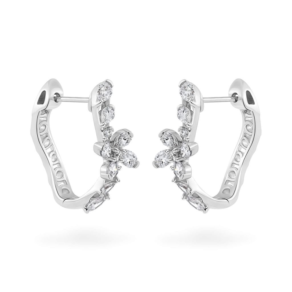 Hoa tai vàng trắng 14K gắn kim cương DOJI AFER000557F2DA1 